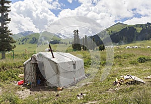 Kazakh yurt camp in Meadow of Xinjiang, China