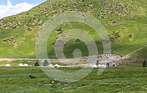 Kazakh yurt camp in Meadow of Xinjiang, China