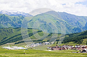 Kazakh yurt camp in Meadow of Xinjiang, China