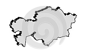 Kazakhstan 3D Map Silhouette