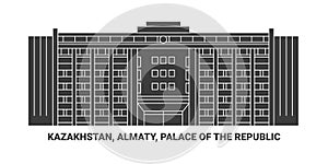 Kazakhstan, Almaty, Palace Of The Republic, travel landmark vector illustration