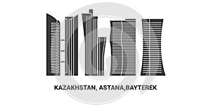 Kazakhstan, Astana,Bayterek, travel landmark vector illustration