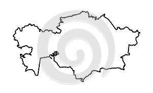 Kazakhstan black Outline Map Silhouette