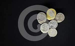 Kazakhstan coins tenge top view