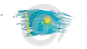 Kazakhstan flag animation. Brush painted kazakh flag, white background. Independence day. Kazakhstan state patriotic national