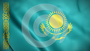 Kazakhstan flag background realistic waving in the wind 4K video, for Independence Day or Anthem (Perfect Loop)