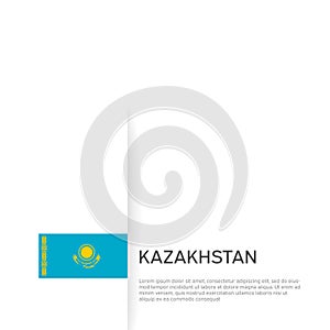Kazakhstan flag background. State patriotic kazakh banner, cover. Document template with kazakhstan flag on white background.