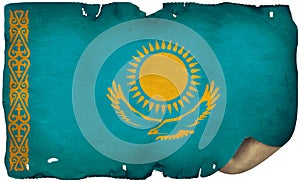 Kazakhstan Flag On Old Paper
