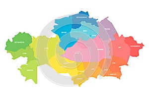 Kazakhstan political map of administrative divisions