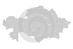 Kazakhstan political map of administrative divisions