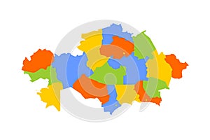 Kazakhstan political map of administrative divisions