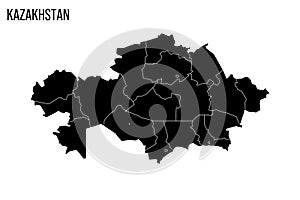 Kazakhstan political map of administrative divisions