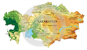 Kazakhstan relief map