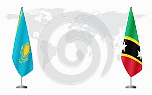 Kazakhstan and Saint Kitts and Nevis flags for official meeti
