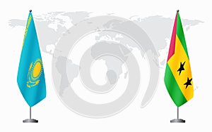 Kazakhstan and Sao Tome and Principe flags for official meeti