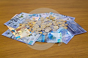 Kazakhstani tenge banknotes and coins