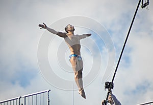 Kazan, Russia, 3 august 2015, FINA - High diving competition, man jumping off