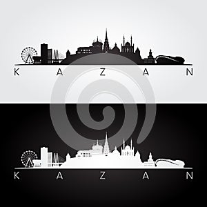 Kazan skyline and landmarks silhouette photo