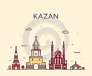 Kazan skyline Republic Tatarstan Russia big vector