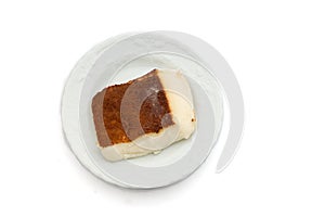 Kazandibi surface burnt pudding dessert on white background photo