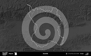 Kazanlak outlined, Bulgaria. Grayscale