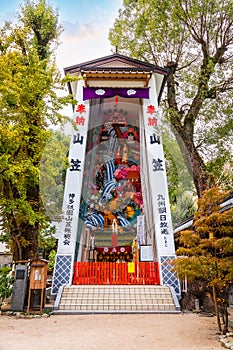 Kazari Yamakasa or large stationary festival floats at Kushida shrine, used during the Hakata Gion