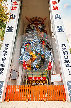 Kazari Yamakasa or large stationary festival floats at Kushida shrine, used during the Hakata Gion