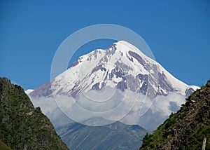 Kazbek mountain in Caucasian mountains, Georgia