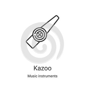 kazoo icon vector from music instruments collection. Thin line kazoo outline icon vector illustration. Linear symbol for use on