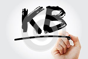 KB - Knowledge Base acronym with marker, technology concept background photo