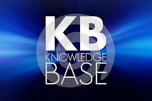 KB - Knowledge Base acronym, technology concept background photo