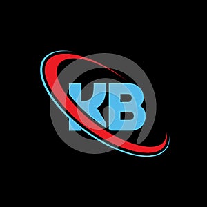 KB letter logo design. KB logo red and blue color