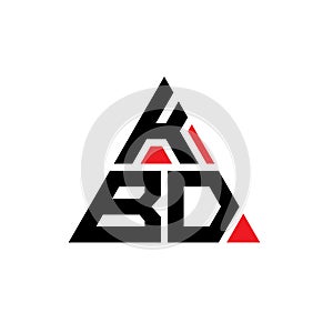 KBD triangle letter logo design with triangle shape. KBD triangle logo design monogram. KBD triangle vector logo template with red