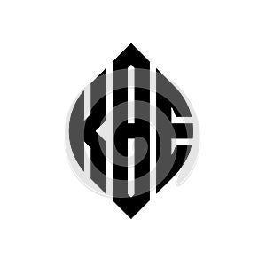 KBE circle letter logo design with circle and ellipse shape. KBE ellipse letters with typographic style. The three initials form a