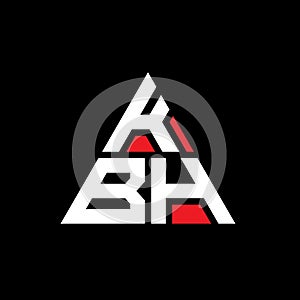 KBH triangle letter logo design with triangle shape. KBH triangle logo design monogram. KBH triangle vector logo template with red