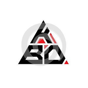KBO triangle letter logo design with triangle shape. KBO triangle logo design monogram. KBO triangle vector logo template with red