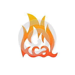 Kcal fire icon. Gradient color kilocalories sign. Calorie burn symbol.