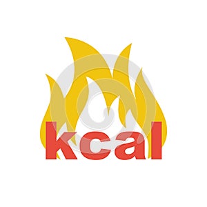 Kcal fire icon. Gradient color kilocalories sign. Calorie burn symbol.