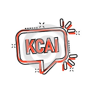 Kcal icon in comic style. Diet cartoon vector illustration on white isolated background. Calories splash effect business concept