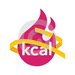 Kcal icon - fire and measuring tape photo