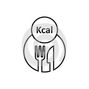 Kcal icon in flat style. Diet vector illustration on white isolated background. Calories business concept