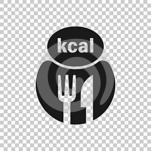 Kcal icon in flat style. Diet vector illustration on white isolated background. Calories business concept