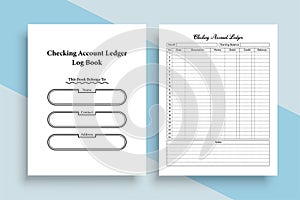 KDP interior journal of a checking account ledger template. Daily bank account balance checker and finance tracker journal. KDP