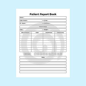 KDP interior nurse patient tracker journal. Nurse medical information tracker and medicine notebook interior. KDP interior logbook