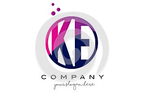 KE K E Circle Letter Logo Design with Purple Dots Bubbles