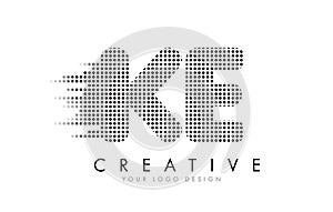 KE K E Letter Logo with Black Dots and Trails.