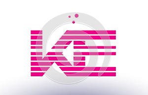 ke k e pink purple line stripe alphabet letter logo vector template