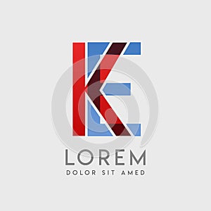 KE logo letters with blue and red gradation