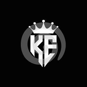 KE logo monogram emblem style with crown shape design template