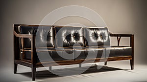 Kearney Studio Leather Couch Lg4 - Dark Navy And Dark Bronze photo